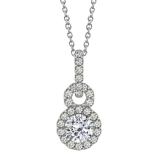 Ronde diamanten hanger ketting zonder ketting 1,75 karaat witgoud 14K - harrychadent.nl