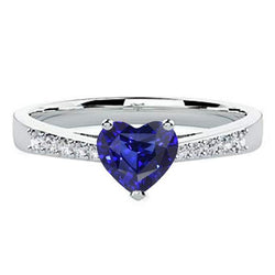 Ronde diamanten hart edelsteen ring natuurlijke blauwe saffier 2 karaat