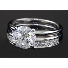 Afbeelding in Gallery-weergave laden, Ronde diamanten jubileum ring set 3 karaat griffen set wit goud 14k - harrychadent.nl
