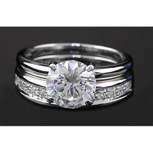 Afbeelding in Gallery-weergave laden, Ronde diamanten jubileum ring set 3 karaat griffen set wit goud 14k - harrychadent.nl
