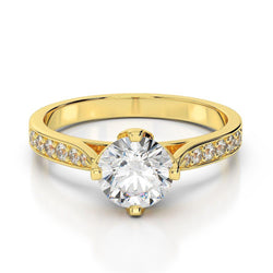 Ronde diamanten jubileumring 3,50 karaat geel goud met accenten 14K