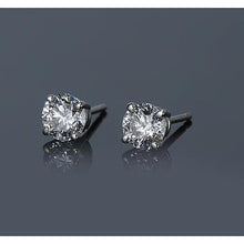 Afbeelding in Gallery-weergave laden, Ronde diamanten oorknopjes 1 karaat viertand witgoud 14K sieraden - harrychadent.nl
