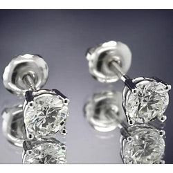 Ronde diamanten oorknopjes 1,60 karaat witgoud 14K mandinstelling