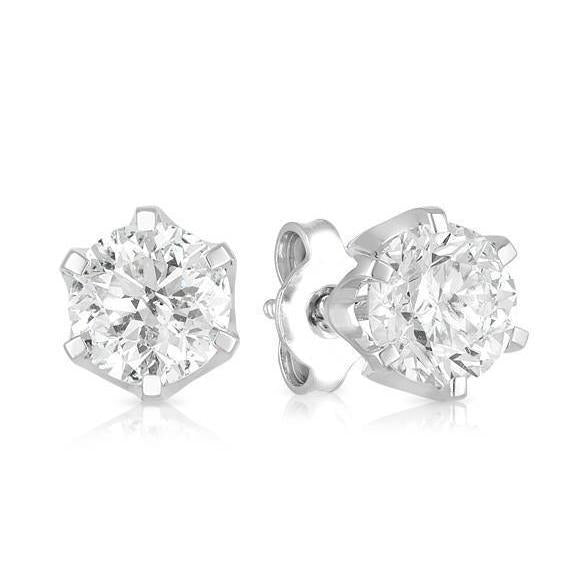 Ronde diamanten oorknopjes 2.50 karaat massief wit goud 14K - harrychadent.nl