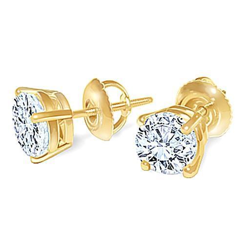 Ronde diamanten oorknopjes paar 1,80 karaat geel goud 14K studs - harrychadent.nl