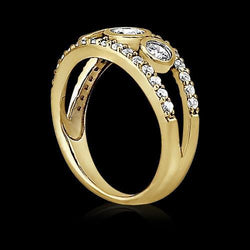 Ronde diamanten ring 1,46 ct geelgouden gespleten schacht sieraden Nieuw