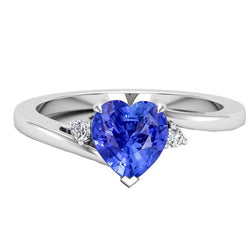 Ronde diamanten ring 3 stenen hart Ceylon saffier sieraden 2,25 karaat