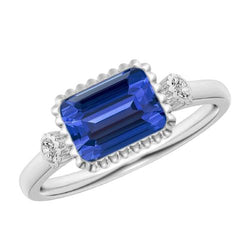 Ronde diamanten ring 3 stenen jubileum blauwe saffier ring 2,25 karaat