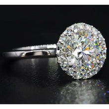 Afbeelding in Gallery-weergave laden, Ronde diamanten ring Halo-stijl 5,50 karaat witgoud 14K - harrychadent.nl

