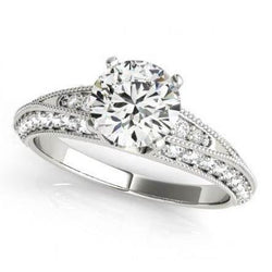 Ronde diamanten ring in antieke stijl met accenten 2,25 karaat witgoud