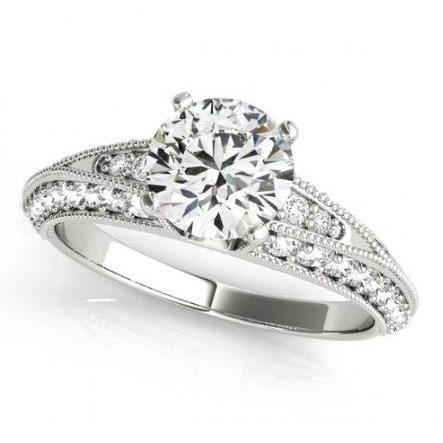 Ronde diamanten ring in antieke stijl met accenten 2,25 karaat witgoud - harrychadent.nl