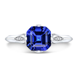 Ronde diamanten saffier jubileum ring Asscher geslepen 3 karaat goud 14K