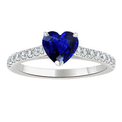 Ronde diamanten saffier ring hart geslepen kathedraal instelling 2,50 karaat