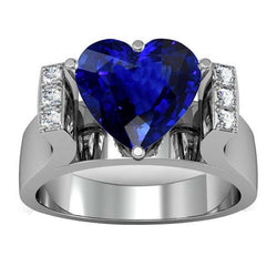 Ronde diamanten sieraden natuurlijke saffier ring bar set stijl 3,50 karaat