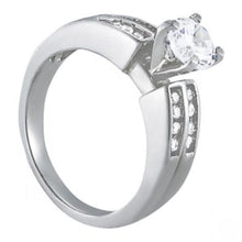 Afbeelding in Gallery-weergave laden, Ronde diamanten solitaire fancy ring met accent 1 karaat WG 14K - harrychadent.nl
