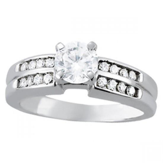 Ronde diamanten solitaire fancy ring met accent 1 karaat WG 14K - harrychadent.nl