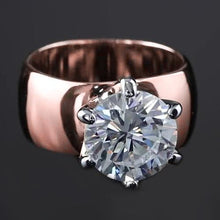 Afbeelding in Gallery-weergave laden, Ronde diamanten solitaire ring 2,50 karaat dikke schacht Rose goud 14K - harrychadent.nl
