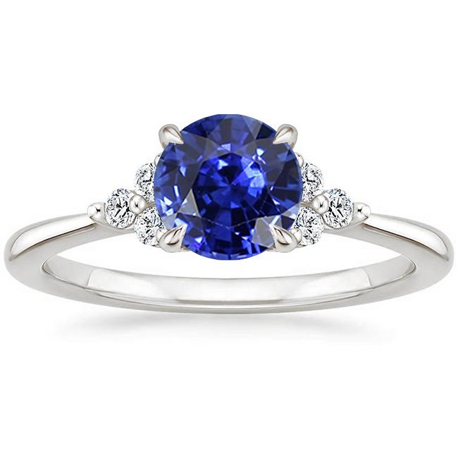 Ronde diamanten verjaardag Srilankaanse Sapphire Prong Set Ring 5 karaat - harrychadent.nl