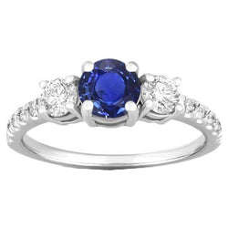 Ronde diamanten verjaardag blauwe saffier ring 3 karaat dames sieraden