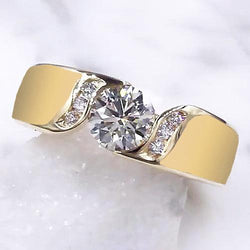 Ronde diamanten verlovingsring 1,80 karaat geelgouden sieraden Nieuw