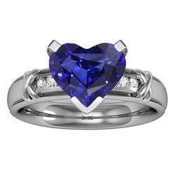 Ronde diamanten verlovingsring 3 karaat Ceylon blauwe saffier X stijl