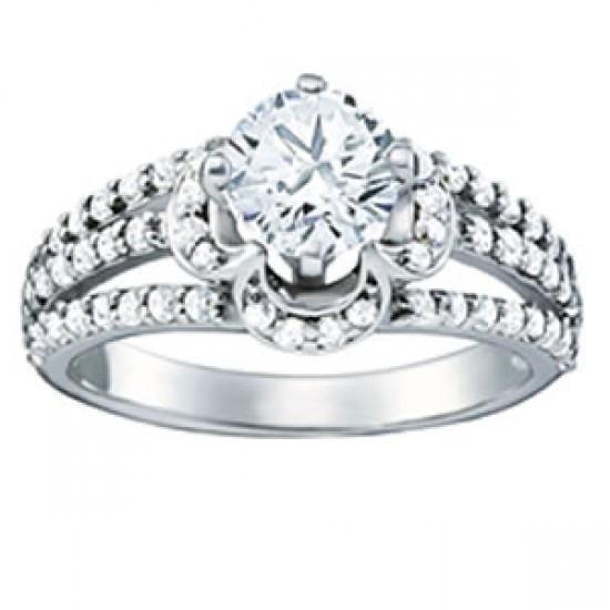 Ronde diamanten verlovingsring gespleten schacht 1,35 karaat witgoud 14K - harrychadent.nl