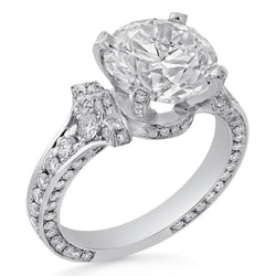 Ronde diamanten verlovingsring in antieke stijl 4.75 karaat witgoud 14K