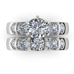 Ronde diamanten verlovingsring set 3.50 karaat sieraden wit goud