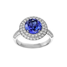 Afbeelding in Gallery-weergave laden, Ronde echte Tanzanite natuurlijke diamanten Split Fancy Ring 2,65 karaat - harrychadent.nl
