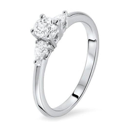 Ronde en peer geslepen 2.20 ct drie stenen diamanten verlovingsring
