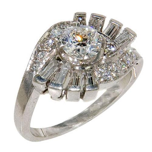 Ronde en stokbrood Vintage stijl diamanten verlovingsring 2,30 karaat - harrychadent.nl