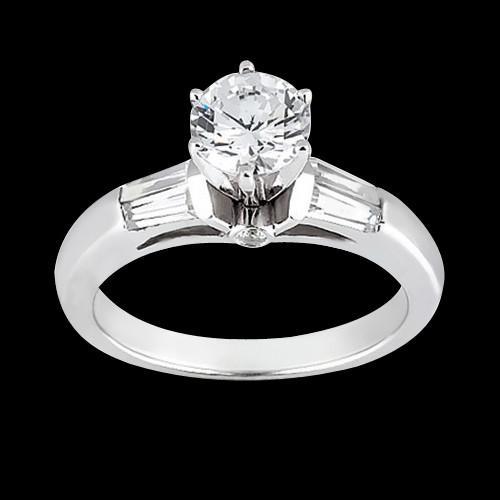 Ronde en stokbrood diamanten 1,25 karaat drie stenen ring wit goud Nieuw - harrychadent.nl