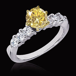 Ronde Gele Canarische Natuurlijke Echte Diamanten (Niet Labgekweekt) Verlovingsring Dames Sieraden