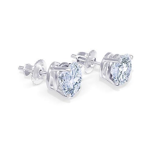 Ronde geslepen 1,80 karaat diamanten oorbel 14K-sieraden in wit goud - harrychadent.nl