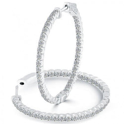 Ronde geslepen 3.10 karaat diamanten dame hoepel oorbellen nieuw wit goud 14k