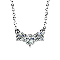 Ronde Slijpvorm 4 Karaat Labgekweekte Diamanten Drie Steen Horizontale Hanger Ketting
