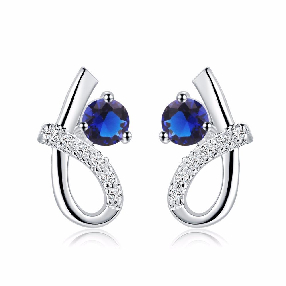Ronde geslepen Ceylon Sapphire Diamond Stud Earring wit goud 14K 2.20 Ct - harrychadent.nl
