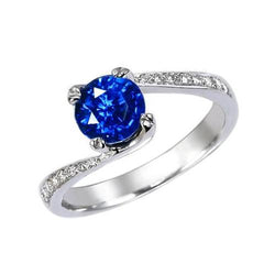 Ronde geslepen Ceylon blauwe saffier diamanten ring van 1,25 ct