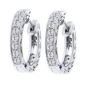 Ronde geslepen F Vvs1 diamanten hoepel oorbellen wit goud 14k - harrychadent.nl