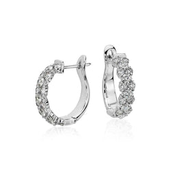 Ronde geslepen diamanten 2.80 karaat dames hoepel oorbellen goud 14K wit