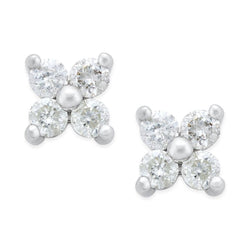 Ronde geslepen diamanten bloem stijl studs oorbel 2.80 ct wit goud 14K