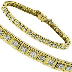 Ronde geslepen diamanten dames tennisarmband 5,40 karaat geel goud 14K