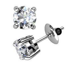 Ronde geslepen diamanten oorknopjes Fijne sieraden 1,50 karaat witgoud 14K