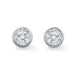Ronde geslepen diamanten oorknopjes bezel set 2.50 karaat witgoud 14K