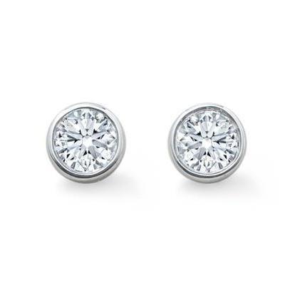 Ronde geslepen diamanten oorknopjes bezel set 2.50 karaat witgoud 14K - harrychadent.nl