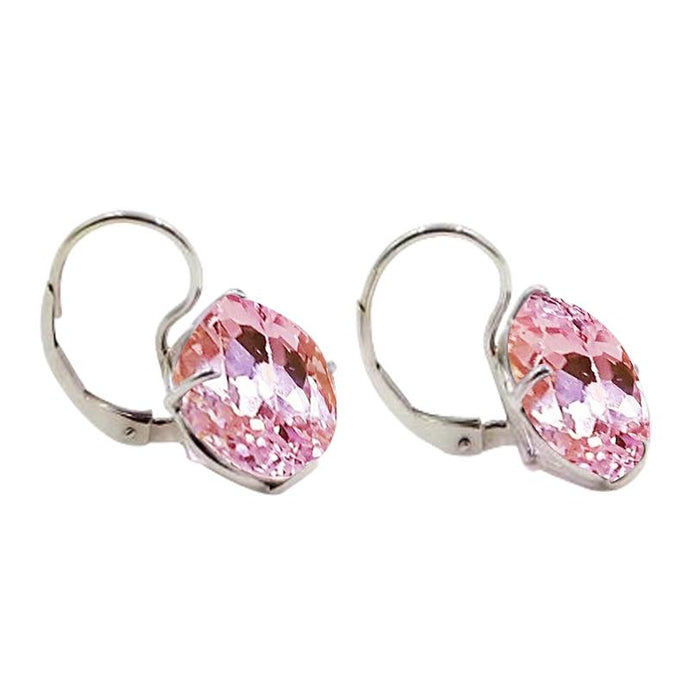 Ronde geslepen roze Kunziet witgoud 14K dames bengelen oorbellen 20 Ct - harrychadent.nl
