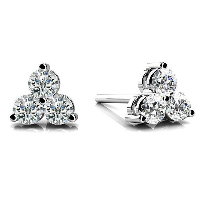 Ronde geslepen sprankelende 3 ct diamanten dame oorknopjes wit goud 14K - harrychadent.nl