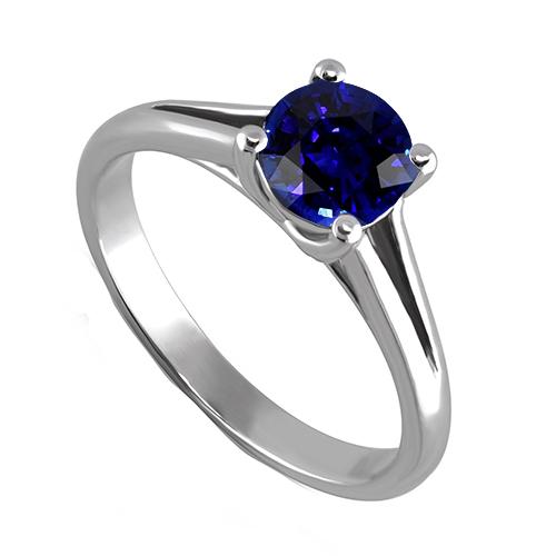 Ronde gouden Solitaire Ceylon Sapphire Ring U Prong Setting 1,50 karaat - harrychadent.nl