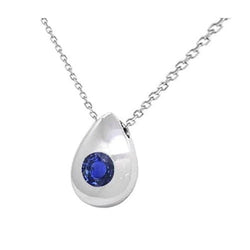 Ronde hanger met natuurlijke blauwe saffier Teardrop Flush Setting 1 karaat