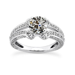 Ronde oude geslepen diamanten ring gespleten schacht wit goud 6 karaat sieraden